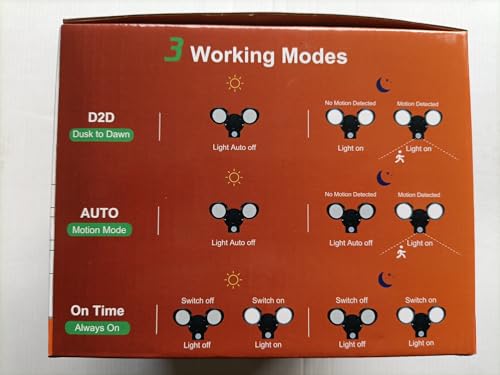 ALUSSO LED Security Light Outdoor with Motion Sensor, Remote Control 25W PIR Floodlight IP65 Waterproof, Dask to Dawn Flood Light 3000K-6500K Adjustable, Dimmable Wall Light for Garden Yard Garage