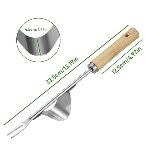 Zocipro Manual Weed Puller Tool, Hand Weed Remover Tool Garden Weed Puller with Wooden Handle, Stainless Steel Deep Root Weeder Tools Weed Picker Tool for Patio Lawn Garden Yard