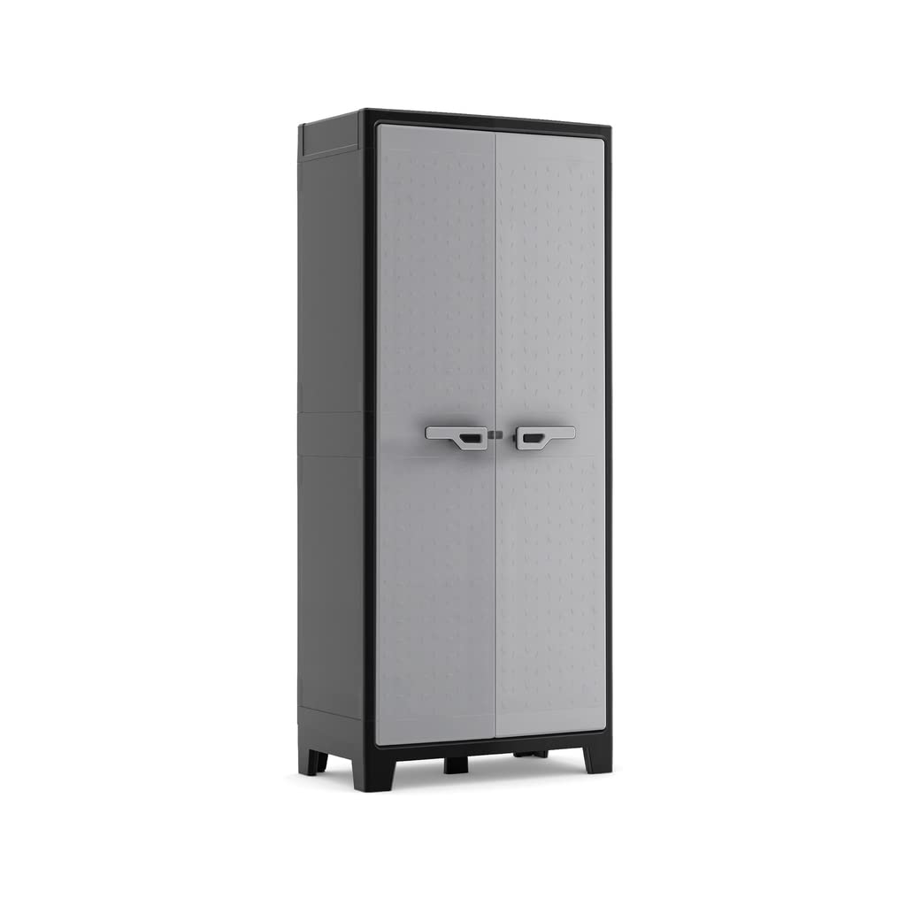 Keter Titan High Indoor Garage Utility Multi purpose Cabinet - Black-Grey