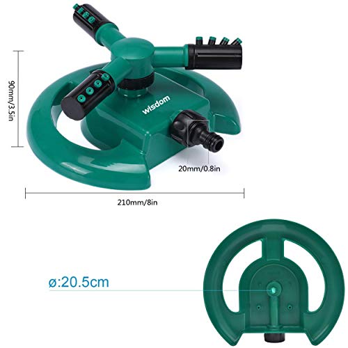 WISDOMWELL Garden Sprinkler Automatic Lawn Water Sprinkler 360 Degree 3 Arm Rotating Sprinklers System for Watering Your Lawn Plants Flowers Veggies and More