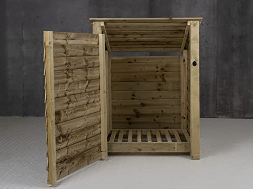 Arbor Garden Solutions wooden log store 4ft with door, firewood storage (W-99cm, H-126cm, D-88cm), natural finish (Without kindling shelf (roof sloping back))