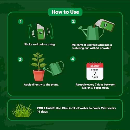 envii SeaFeed Xtra – Organic Seaweed Fertiliser, Liquid Outdoor Plant Food Ideal for all Plants, Lawns, Gardens and House Plants, Rich in Additional Nutrients - 1 Litre Makes up to 500L