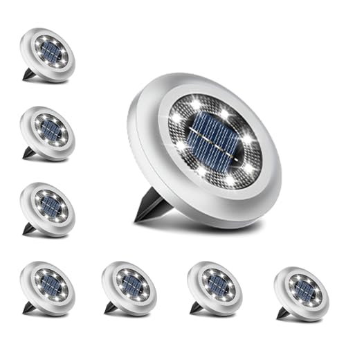 Torchtree Solar Disk Lights Garden – 8 Pack