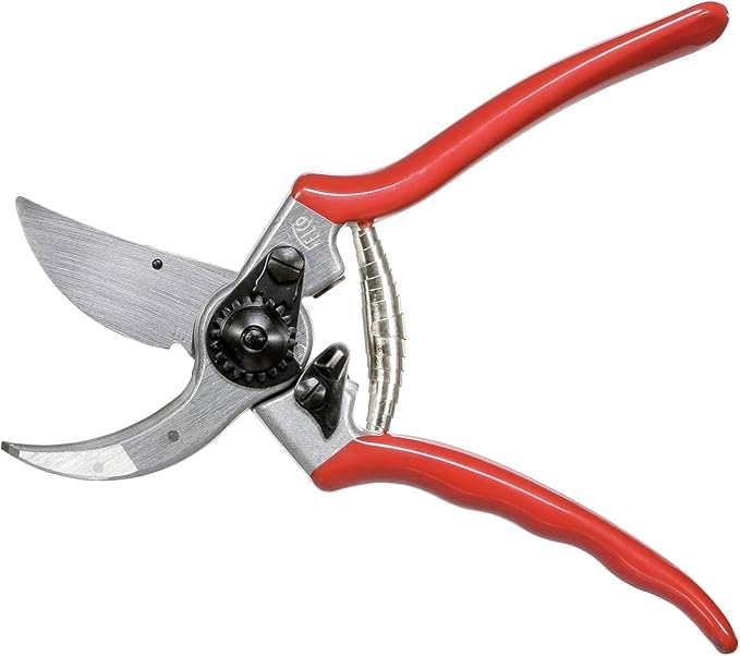 FELCO 2 Pruning Shears – 25 mm Cutting Diameter, for Large Hands, 215 mm Length, with Sap Groove, Ergonomic Handles, Red
