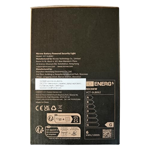 NICREW Battery Powered Outdoor LED Security Light 1 Pack, PIR Motion Sensor Spotlight, Weatherproof Outdoor Wall Light for Gardon Walkways, 600 Lumen