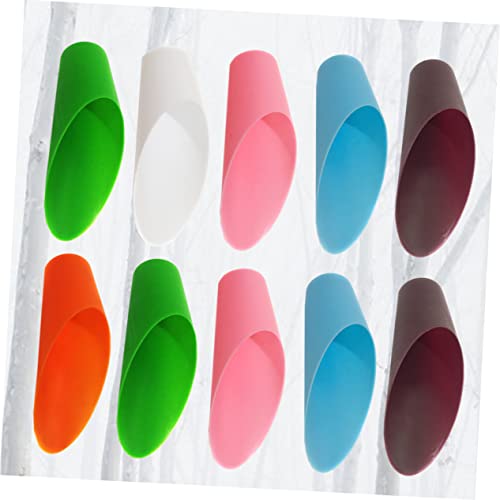 POPETPOP 10pcs Miniature Garden Trowel Set Small Plastic Soil Scoop for Mulch Potting Planting Random Color