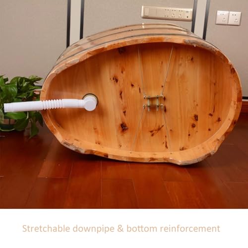 ZCBYBT Solid Wood Deep Soaking Tub Free Standing Wooden Bathtub Compact Soaker Lit for Small Bathroom