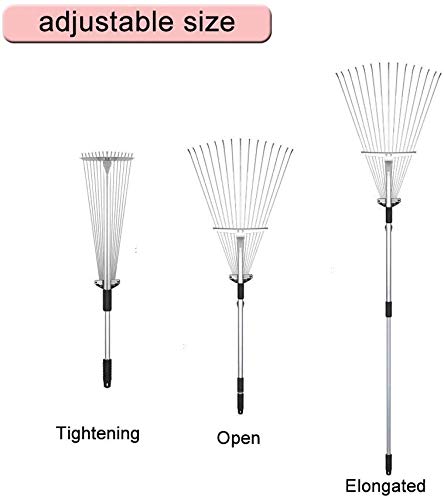 Greenfields Telescopic Metal Adjustable Rake for Quick Cleaning Up of Lawn, Yard, Garden Leaf Rake Steel, Lightweight and Rust Resistant Ergonomic Handle