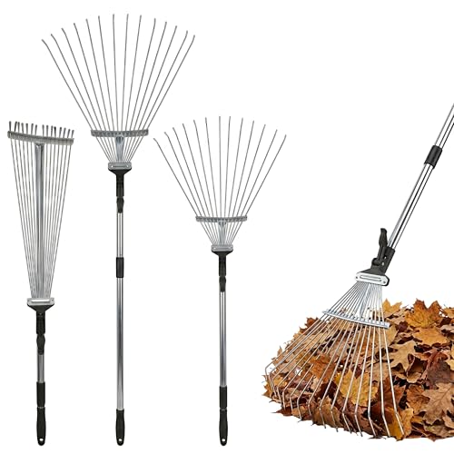 Fine Garden 25 Tine Extendable Leaf Rake 78–165cm