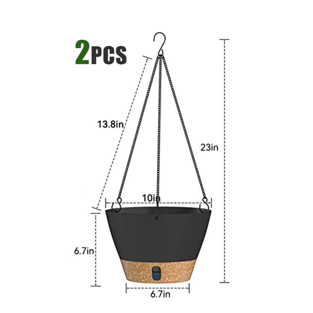 NOPEILVI Self Watering Hanging Planter, Self Watering Hanging Planter Basket Plastic Hanging Flower Pot For Home Garden Decor 2PCS