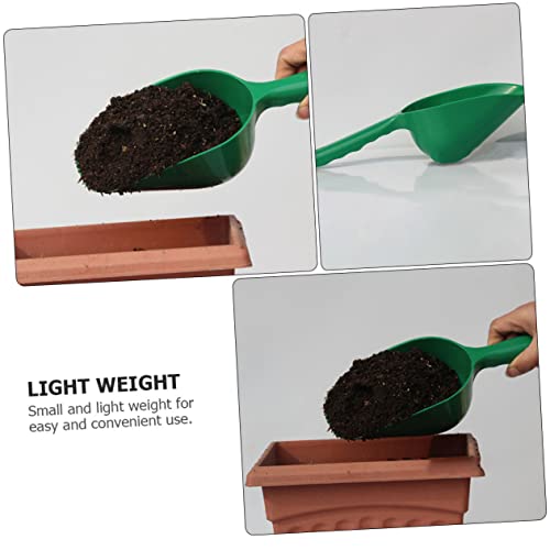 Yardwe 2pcs Dirt Spoon Garden Indoor Planting Dirt Scoop Edging Mulch Planting Soil Scoop Succulent Planters Pruning Shears Succulent Soil Scoop Sieve Stand up Puller Tool Green Plastic