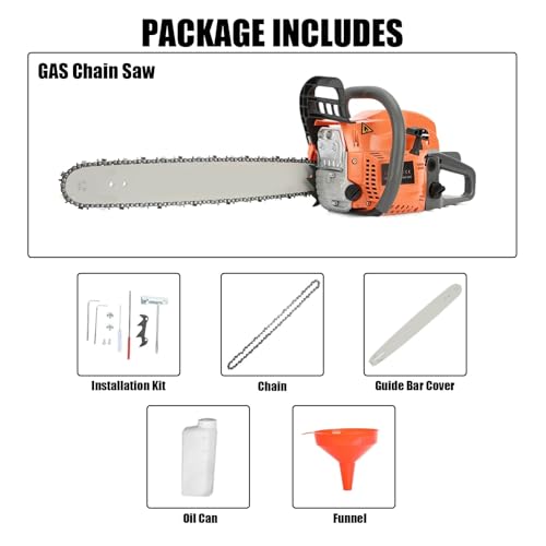 58cc Petrol Chainsaw, High Power 20" Gas Chainsaw with Fast Cutting and Labor-Saving Design, Handheld Logging Machine, Gas Powered Wood Cutting Chain Saw for Tree Pruning Garden Orange