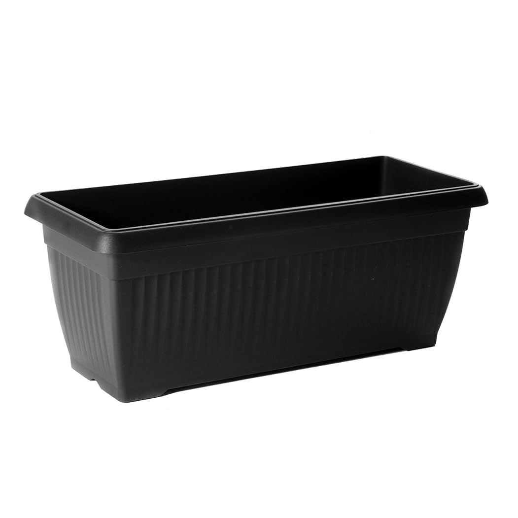 B2C Balcony box Trough Plant Pot Plastic Bel Garden Patio Planter Terra 60 70 80cm Rectangle Classic Terracotta Anthracite Long Flower Pot (Anthracite, 60cm)