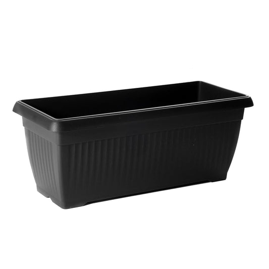 B2C Balcony box Trough Plant Pot Plastic Bel Garden Patio Planter Terra 60 70 80cm Rectangle Classic Terracotta Anthracite Long Flower Pot (Anthracite, 60cm)