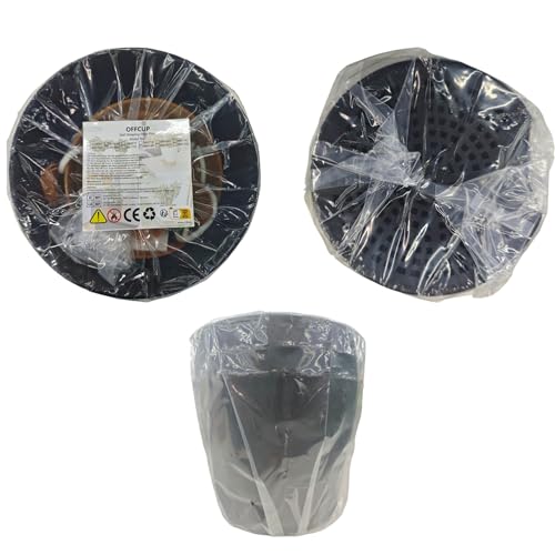 OFFCUP Plant Pots, 6pcs Plastic Plant Pots, 16.5cm Self Watering Plant Pots with Drainage Holes, Saucers and Reservoir, Suitable for Plants Indoor Modern Fashion Decorative Plastic Plant Pots (Black)