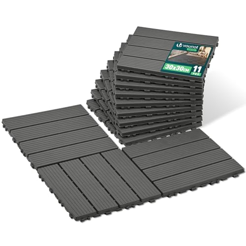 VOUNOT Composite Decking Tiles 30x30cm Anthracite