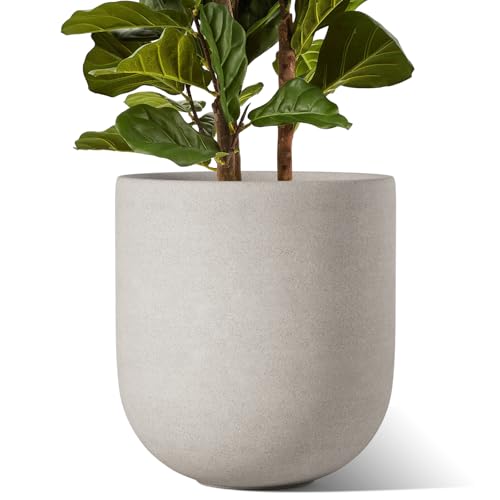 LE TAUCI 30cm Grey Ceramic Plant Pot with Drainage