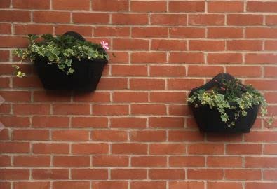 Fence Wall Planter Plant Flower Basket Pot Container Venetian Garden Box Plastic UK (Wall Planter 31 cm Black, 3)