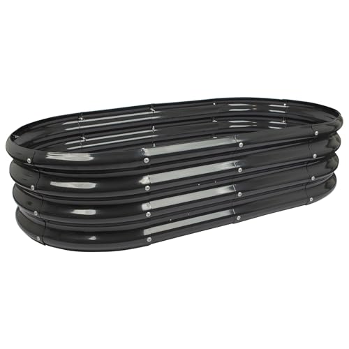 Harbour Housewares Raised Garden Bed - Anthracite - 120 x 60cm - Rounded - Pack of 2 - Bottomless Galvanised Steel Planter Box for Growing Outdoor Plants, Vegetables, Flowers and Herbs