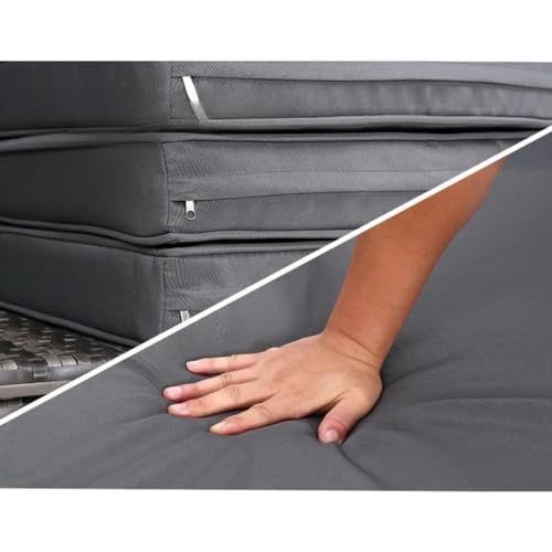 EVRE Nevada 6 Seater Outdoor Rattan Garden Furniture Set Wicker Weave Sofa Coffee Table Stool with Cushions For Patios Decks Conservatories Sectional Corner Conversation Piece (Grey)