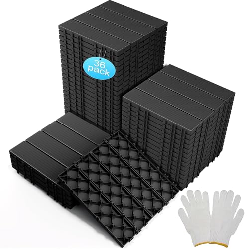 JUOIFIP Interlocking Decking Tiles 36pcs Dark Grey