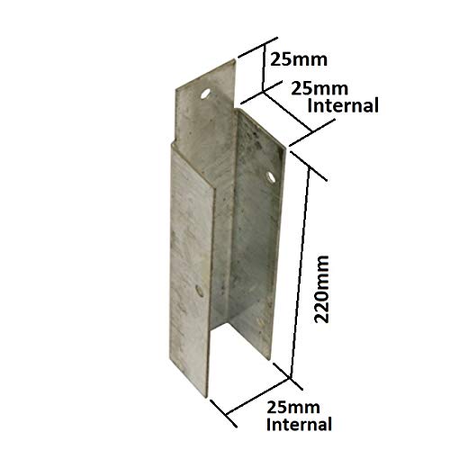 Fencing Gravel Board Bracket Clip 4 Pack 25x25mm x 220mm pre-galvanised Metal Wood Wooden Timber Fence metpost GBC001