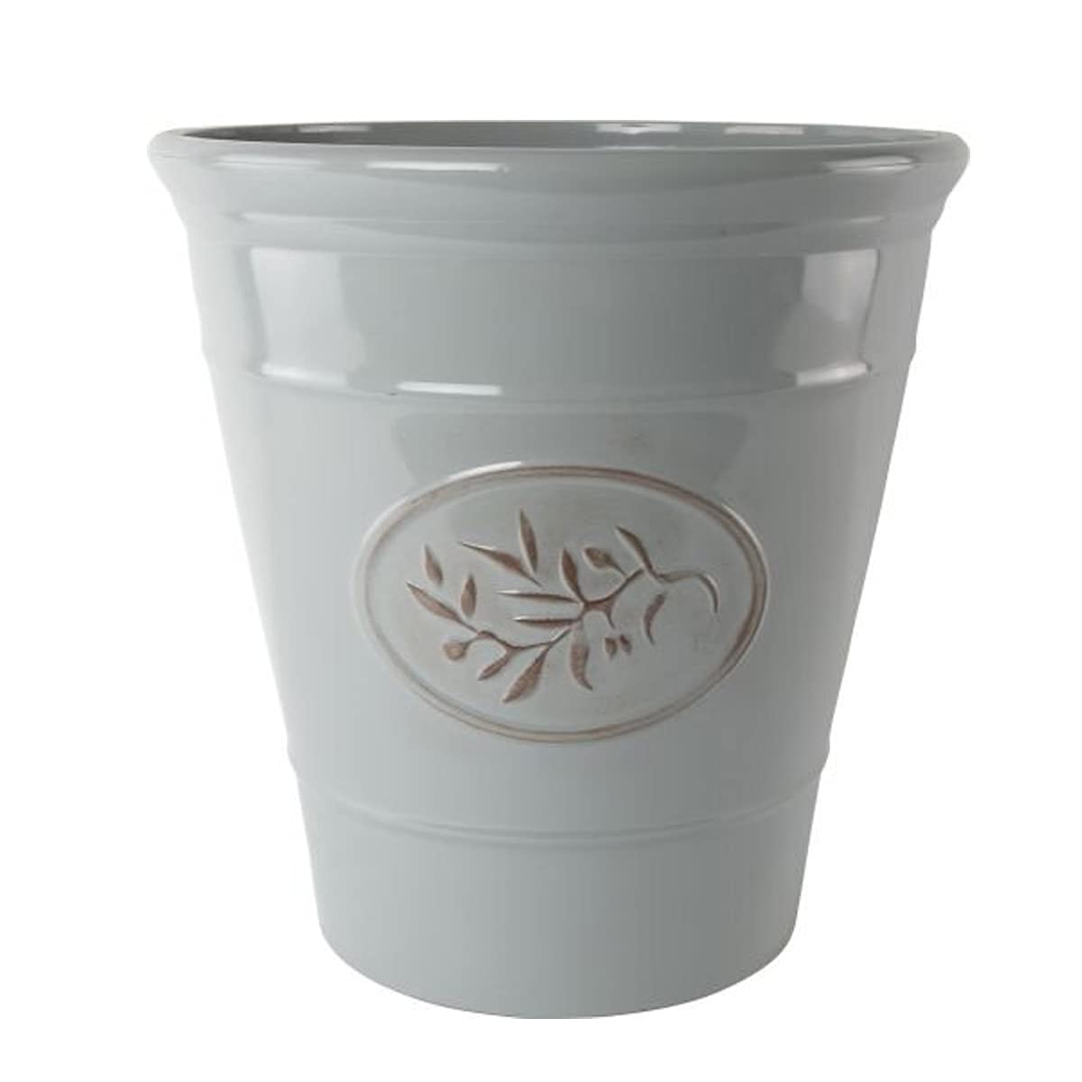 Classic Olive Outdoor Plastic Planter With Glossy Finish 40cm Frost Proof Long Lasting Flower Pot Garden Planter-Grey