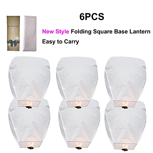 SJOAUET 6 Pack Chinese Sky Lanterns, Latest Portable packaging, Biodegradable Eco-Friendly Chinese Paper Lanterns to Release in memory Wish for New Year, Weekends, Holidays and Festivals