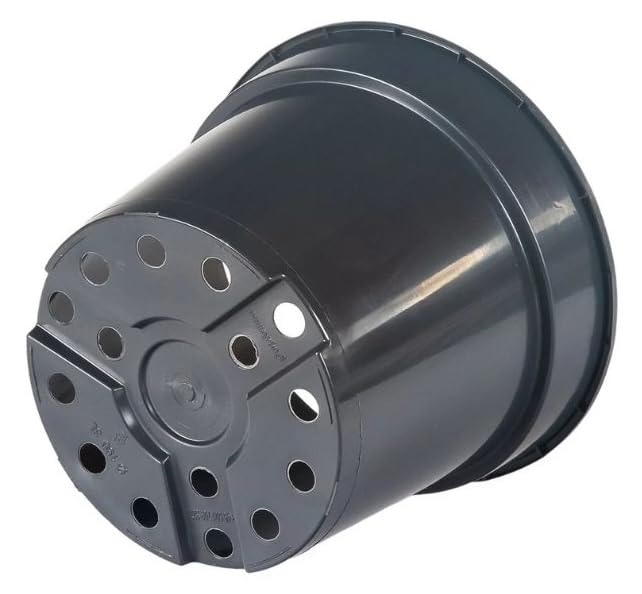 Muddy Hands Black Plastic Plant Pots Small Large Outdoor Garden Round Flower Herb Planters (Made from 100% Recycled Plastic) (10, 3 Litre)