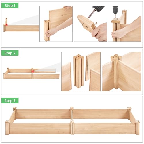 Yaheetech 8×2ft Wooden Horticulture Raised Garden Bed Divisible Elevated Planting Planter Box for Flowers/Vegetables/Herbs in Backyard/Patio Outdoor, 245.5 x 62.5 x 27cm