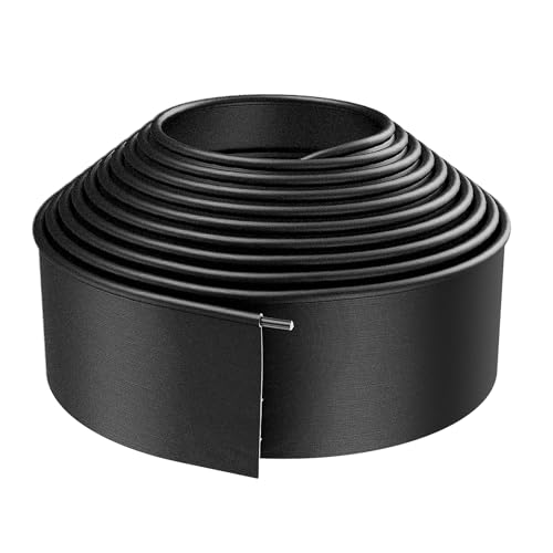 WELDUN Lawn Edging, Garden Edging, Flexible Plastic Gravel Edging, Easy to Cut and Shape, for Flower Beds, Lawns and Walkways, 6 m x 10 cm (L x H), Black