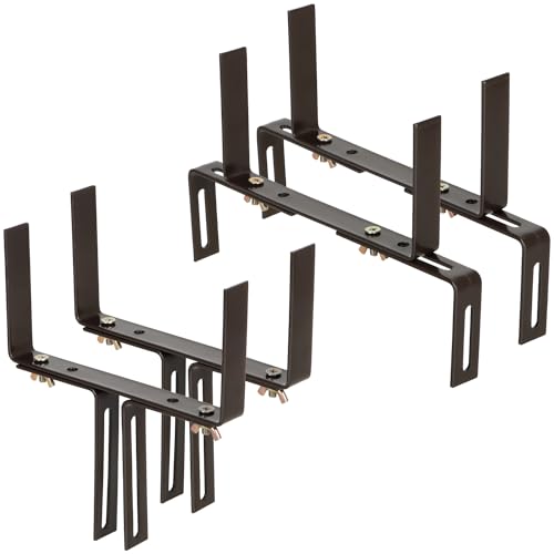 com-four® 4x flower box holders for balcony parapets and railings - flexible metal attachment for plant boxes - 2-way adjustable - no drilling (brown)