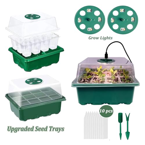 VDYXEW 5 Pack Propagator with Lights, Seed Trays, Seed trays with lids, Mini Greenhouse Propagator kit for Germination Growing