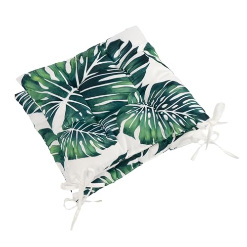 OHS Outdoor Seat Pads Tropical Leaf, Water Resistant Garden Seat Pads for Outdoor Furniture Bistro Chairs Comfy Soft Outdoor Patio Chair Cushions, Pack of 2 Green/White