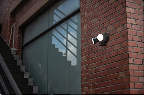 LUTEC Security Light Outside Lights with Sensor Outdoor Wall Lights Integrated Twin Heads Flood Light, Exterior for Yard Black 5000K 1250LM