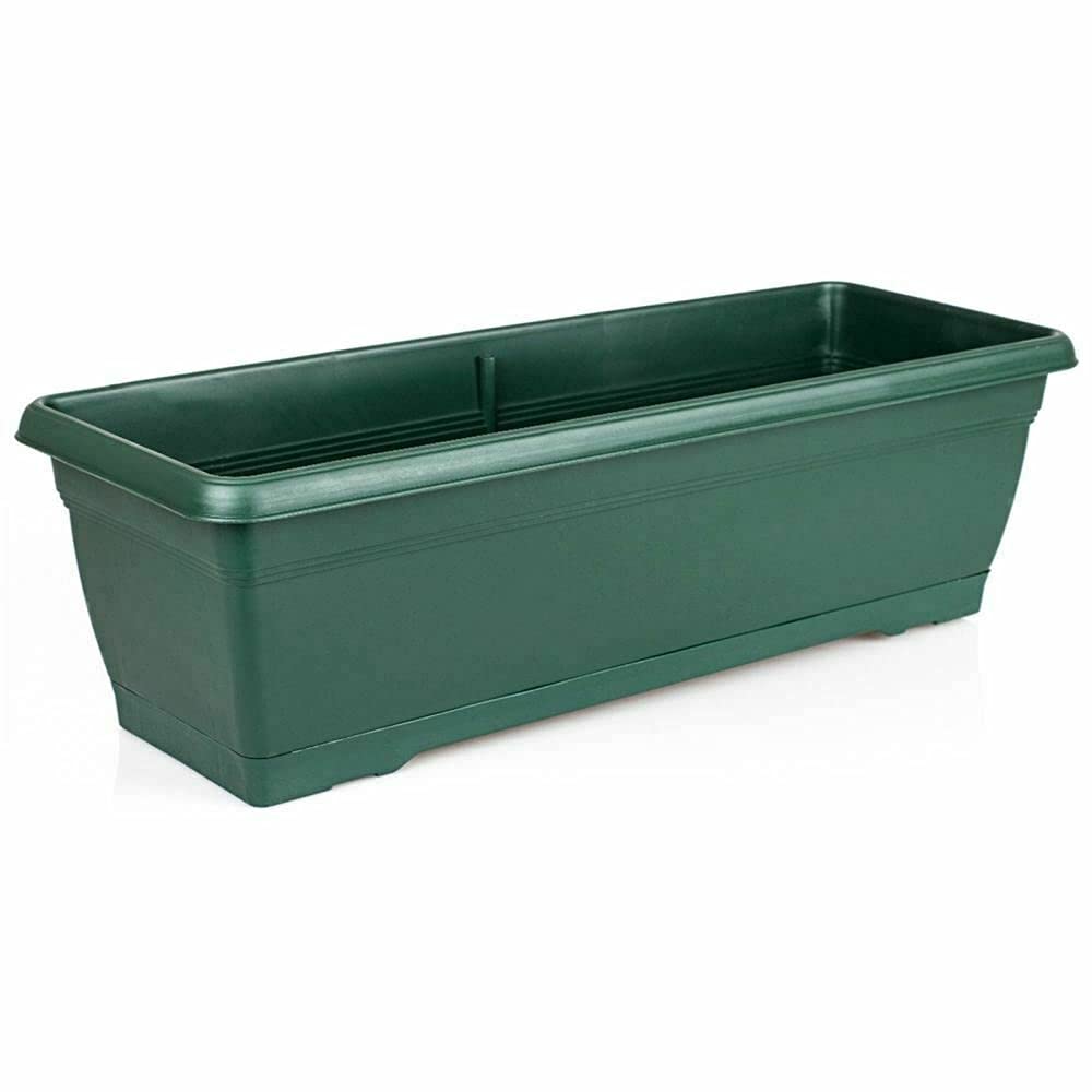 Rectangular 72cm Large Green Garden Plastic Trough Balcony Planter Flower Plant Pot Tub Window Box (Set Of 4 Green)