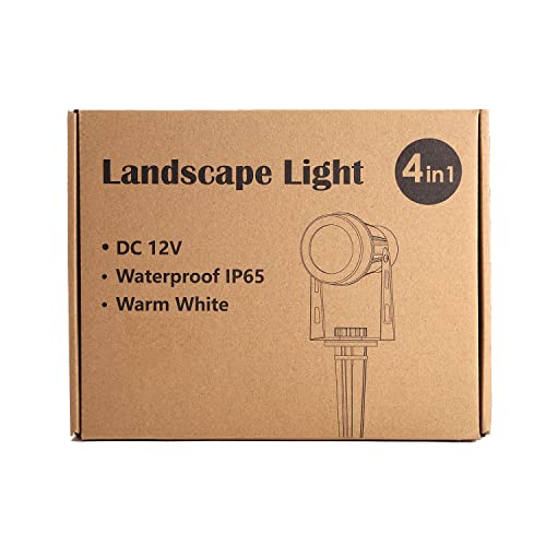 GreenClick Garden Spike Lights, Extendable Garden Lights Mains Powered 12V Low Voltage Landscape Spotlights IP65 Waterproof Outdoor Garden Uplights for Wall Trees Shrubs(4 Pack, Warm White)