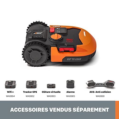 WORX - LANDROID - 1500 m² - Connected Robot Lawn Mower - WR153E (Easy Installation, Configurable, Autonomous, Remote Control via APP, Smart Mowing, Mowing in the Rain)
