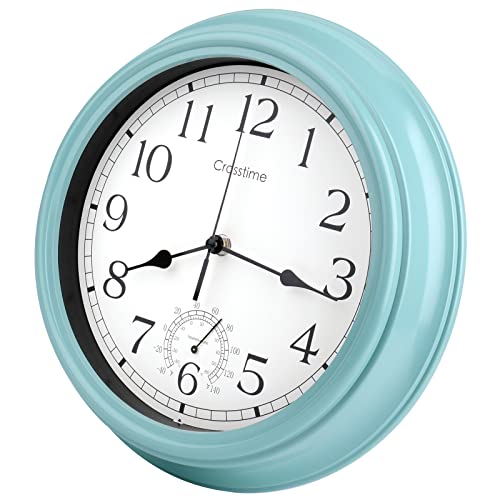 Crosstime Outdoor Wall Clock with Thermometer 12"