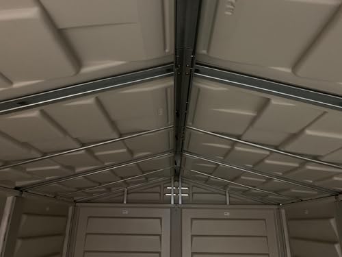 Duramax YardMate PLUS 5 x 8 (4.28 m2) Plastic Garden Shed with Heavy-Duty Plastic Floor, Strong Metal Roof Structure, Fire Retardant & Maintenance-Free Storage Shed, Dark Grey & Adobe