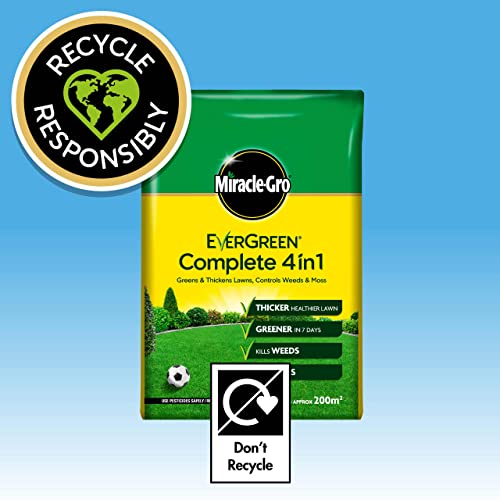 Miracle-Gro Evergreen Complete 4-in-1 Lawn Food - 200 m2, 7 kg, Lawn Food, Weed & Moss Control,