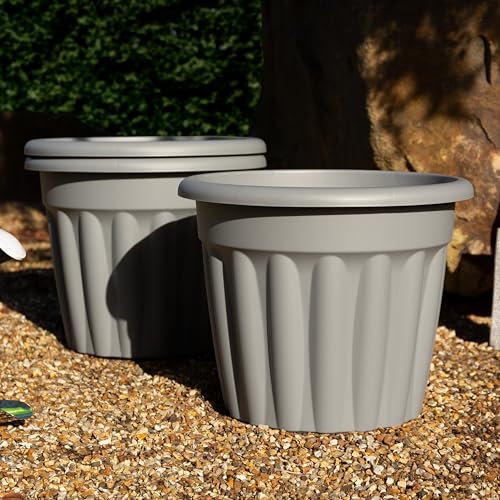 Wham Vista 50cm Round Recycled Plastic Planters (Set of 3)