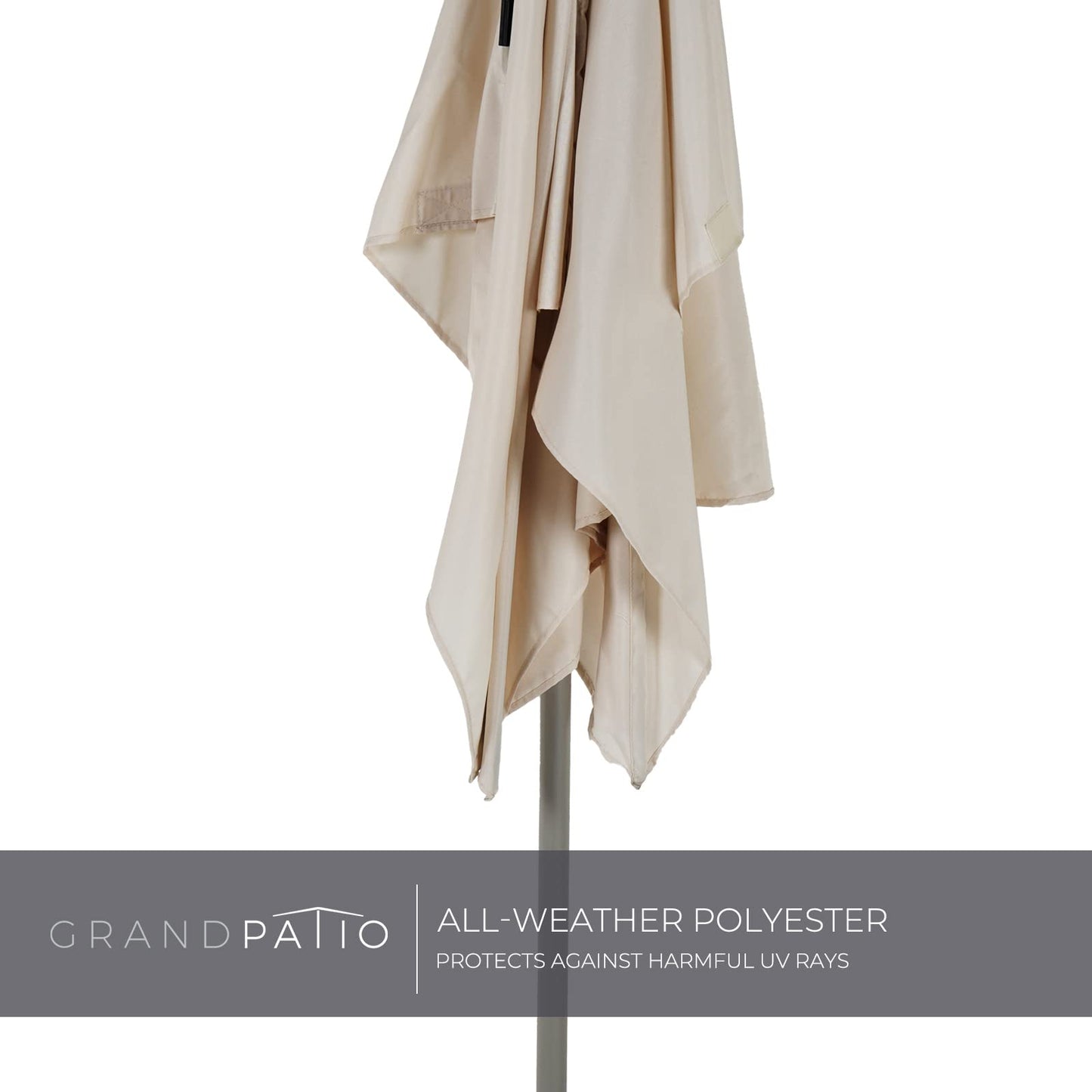 Grand patio Outdoor Umbrella, Versatile Balcony Shade with 360 Degree Roating Parasol, Powder-coated Steel Rectangular Flat Canopy for Deck Apartment Patio, White