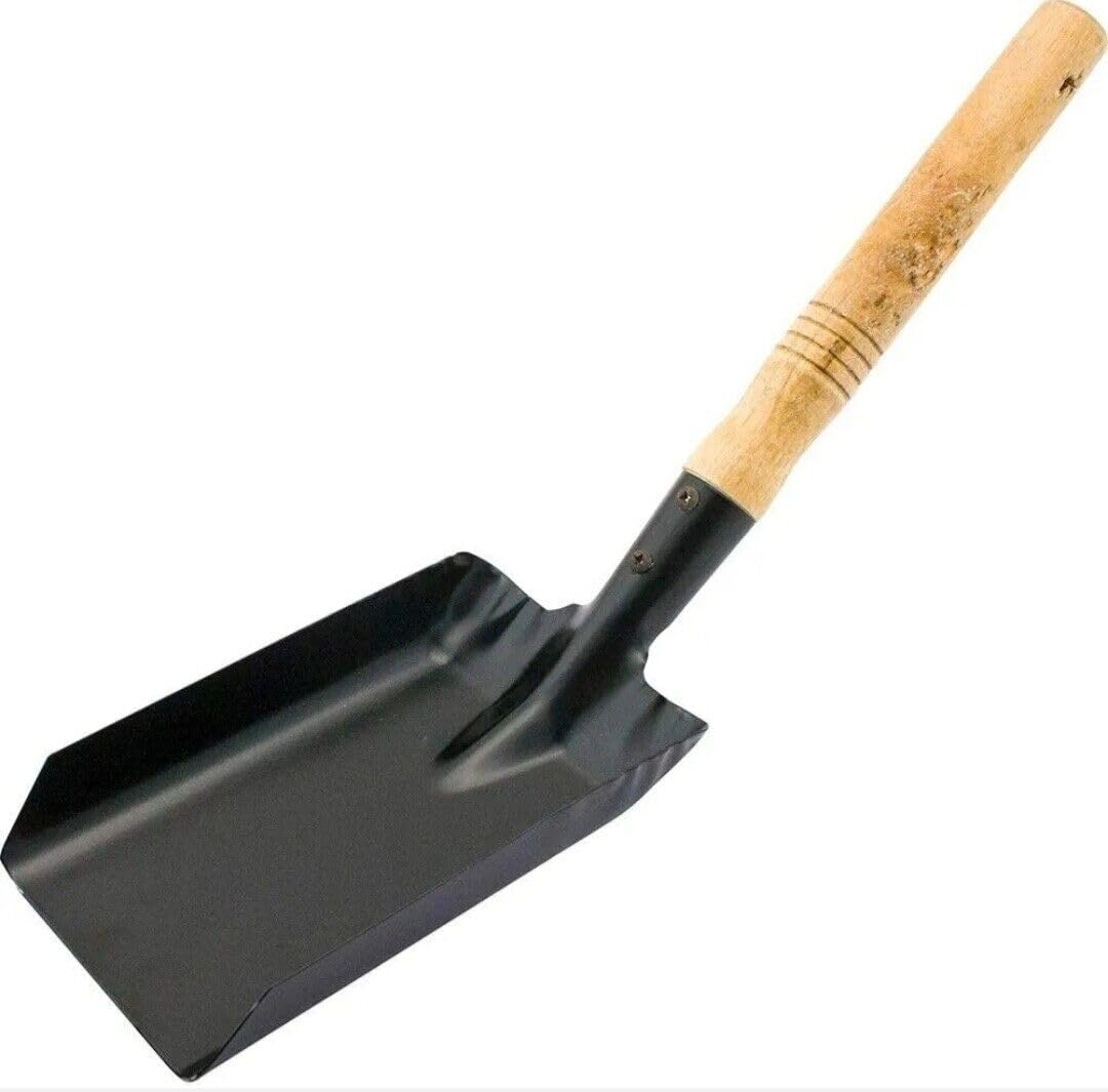 Unibos Strong Metal Coal Shovel with Wooden Handle | 4-Inch-Wide Metal Shovel Fireside Dust Ash Pan | Large Coal Scoop to Easily Collect Coal, Ashes, Dust, Wastes Indoor Outdoor Multipurpose Used