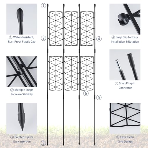 NiHome 6-Pack 50 Inches Garden Trellis for Climbing Plants Outdoor, Plant Support Trellis Cage for Clematis, Roses, Jasmine and Vines Such as Tomatoes, Grapes, Cucumbers and Blackberries