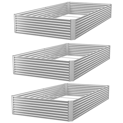 Bvewg 3 Pack 6x3FT Galvanized Raised Garden Bed Outdoor,Metal Garden Bed for Vegetables,Steel Raised Beds for Gardening,Above Ground Box for Flower