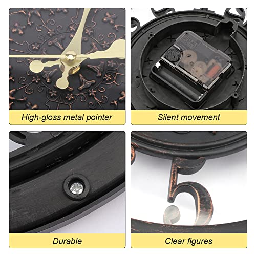 ALEOHALTER Wall Clock, Outdoor Clock Silent Non-Ticking Metal Clock Decorative Clock Hanging for Patio Garden, Pool, Home Office School Kitchen Use(Black)