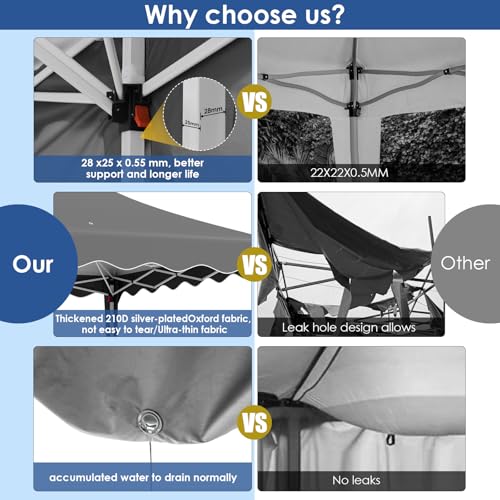 LIFERUN 3mx6m Pop Up Gazebo, Waterproof Folding Tent with 6 Removable Sidewalls, 6 Sandbags & Storage Bag, UPF50- Marquee Canopy Outdoor Pavilion, Event Shelter for Garden Party Wedding Market Camping