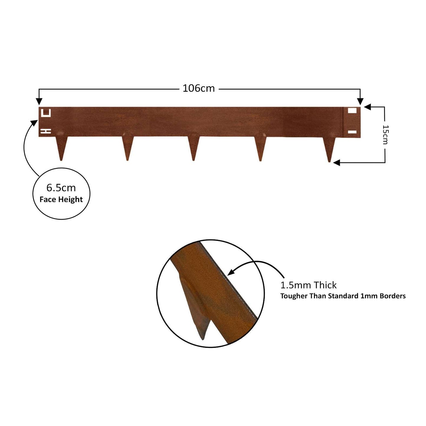 Nicoman 5M Corten Lawn Edging Border,Pre-Rusted Galvanised Steel Garden Border Edging, Easy to install Flexible Grass Landscaping Pathway Edge Strip