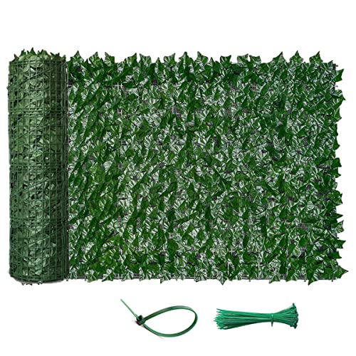 Vinclus Artificial Ivy Green Leaf Hedge Privacy Protection, Garden Fence Screening, Outdoor and Indoor Home Balcony Wall Decoration, Trellis Leaves Panel | 1 X 3m